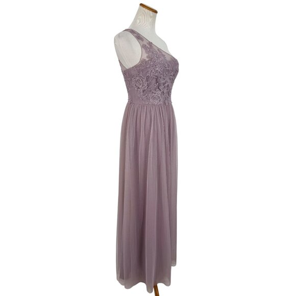 Davids Bridal Lavender One-Shoulder Embroidered Prom Bridesmaid Dress Gown - Picture 7 of 16